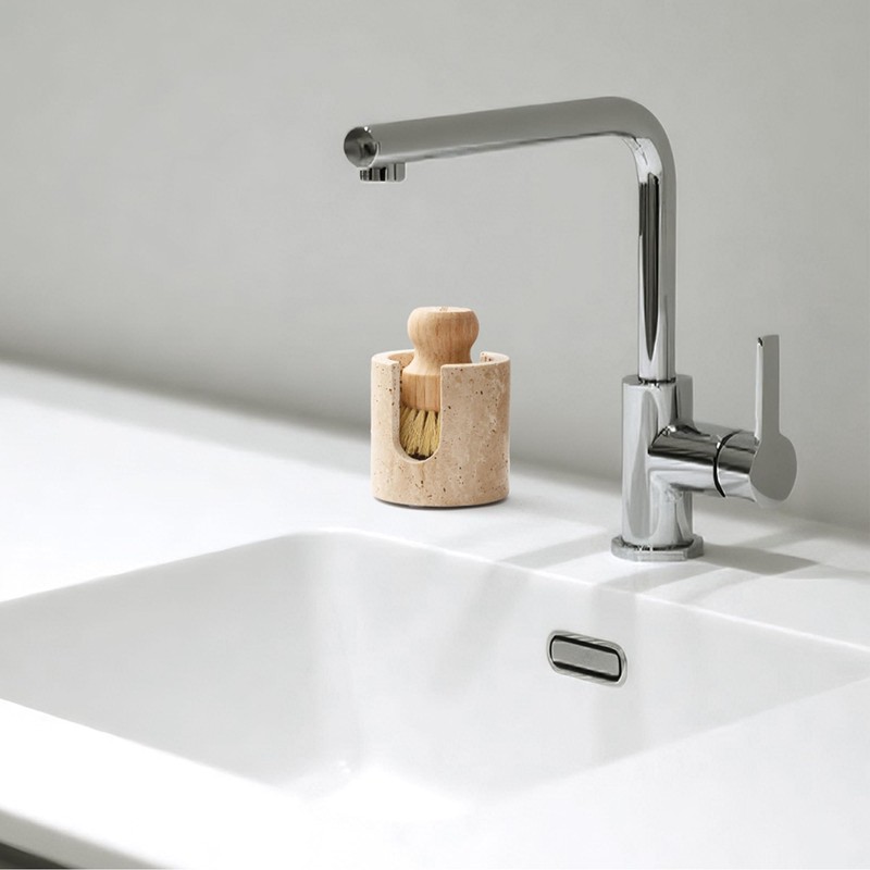 WORHE Travertine Sponge Holder for Kitchen, Natural Stone Drying Rack