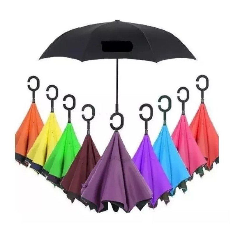 B&S Paraguas Reversible Sombrilla Invertido De Doble Capa