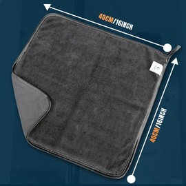 Towelogy Microfibre Shower Drying Cloths Streak Free, Super Absorbent Cleaning Cloth for Glass, Window, Kitchen, Car, Magic Bathroom Drying Cloth | 2 Pack, Large 40x40cm (Black)