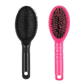 2 Pieces Loop Wig Brush Professional Hair Extension Brush Detangler Brush for Remy Human and Synthetic Hair Wig Brushes for Synthetic Hair(Red+Black)