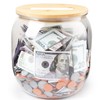 Yamahiko Large Clear Coin Bank Jar with Slotted Lid, Half