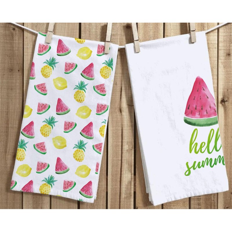 Secarond Hello Summer Watermelon Kitchen Towels Dish Towels, 18x28 Inch