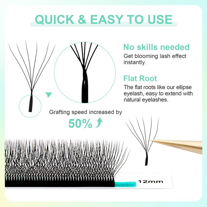 NAGARAKU 6D Lashes, W Shape Eyelash Extensions 0.07mm D Curl