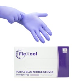 FleXcel Powder Free Nitrile Gloves, Purple, Small - Medical-Grade, Latex-Free, Food Safe (Box of 100)