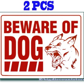 BAZIC 2 Pcs " BEWARE OF DOG " 9" x 12" Red & White Flexible Plastic  Sign BAZIC S-10