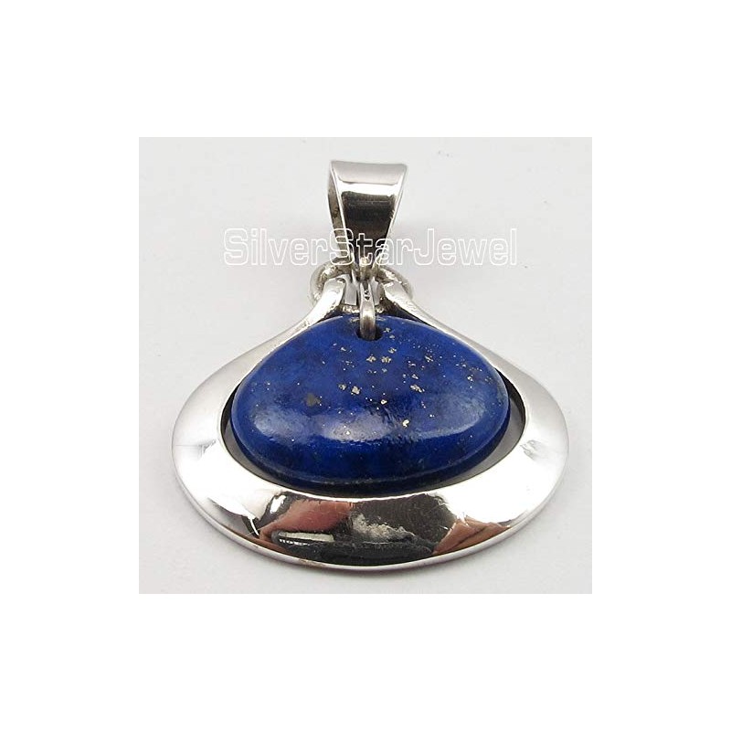 SilverStarJewel Colgante de lapislázuli de 12 x 15 mm, plata