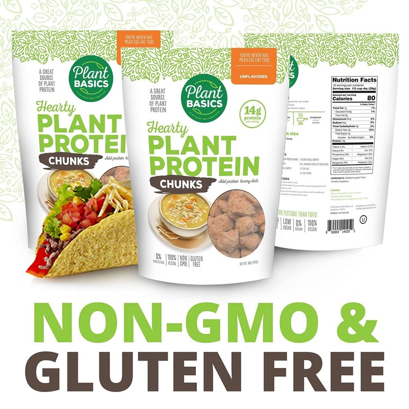 Plant Basics - Hearty Plant Protein - Unflavored Chunks, 6