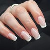 Qsnidy Press On Nails Square, White French Pink Press on
