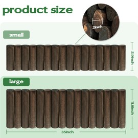 Wood Garden Edging for Landscaping – Round Log Fence Border for Flower Beds, Heavy-Duty Carbonized Pine with Rustic Look, Pre-Connected Natural Logs for Outdoor Paths and Lawns