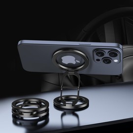 Chapter Seven Double Side Magnetic Phone Holder,Foldable and Portable Magnetic Phone Stand,360° Rotating Car Mount,Compatiable with 16 15 14 13 12 Pro Max Plus Series (Grey)