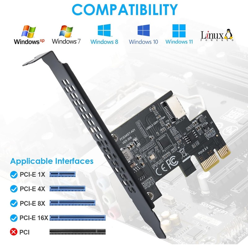 YABOANG PCIE USB 3.2 GEN1 Type-E Expansion Card, PCI Express