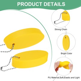 M METERXITY 2-Pack Floating Key Chain for Boating, Waterproof Bright Color Key Rings for Outdoor Water Sport/Fishing/Surfing/Sailing, Oval Shaped PU Foam Floating Keychains [Yellow]