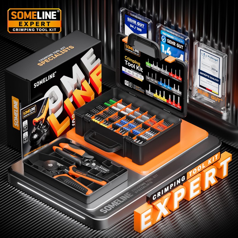SOMELINE Ferrule Hexagonal Crimping Tool Kit, 23 Sizes Ferrules, 24-8