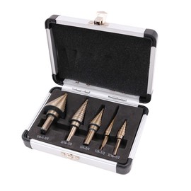 ZONADAH 5psc in Set HSS Cobalt Multiple Hole 50 Sizes Step Drill Bits Set High Speed Steel With Aluminum Case for Wood and Steel PVC Plastic Cardboard Holes Drilling