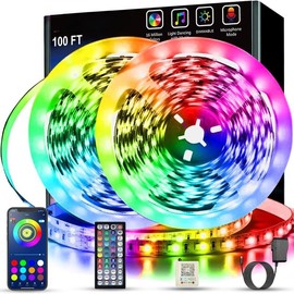Led Lights for Bedroom 100 ft (2 Rolls of 50ft) Music Sync Color Changing RGB Led Strip Lights with Remote App Control Bluetooth Led Strip, Led Lights for Room Home Kitchen Decor Party