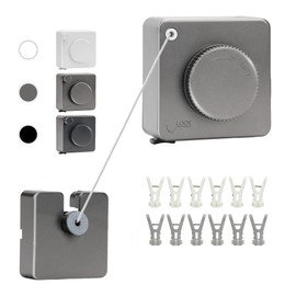 WEATAEDE 15.7Ft Retractable Clothesline Indoor an Anti-sag Retractable Clothesline Outdoor,Laundry Line Wall Mounted Stainless Steel Wire Laundry, with 12 Clip(Gray)