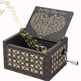 Can't Help Falling in Love Music Box-Mini Laser Engraved Vintage Wooden Hand Crank Mini Music Box，Christmas,Valentine,Birthday Gifts for Wife Girlfriend Women (Can't Help Falling in Love(Black))