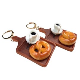 Fun Simulated Coffee Bread Dangle Earrings Cute Cartoon Croissant Tray Drop Earrings Vivid Food Breakfast Earrings Jewelry Gifts for Women-E