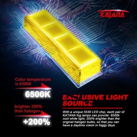 Katana H10 LED Fog Light Bulbs,9140 9145 2800 Lumens 5530 Chips Extremely Bright 6500K Xenon White Pack of 2