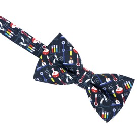 OCIA Cotton Pattern Printed Bow Tie Pre-tied Adjustable Bowtie for Mens & Boys Navy Blue (Chemistry) S - (0-5Yrs,Babies,Toddlers)