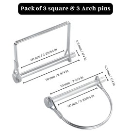 PINAILER Pinailer Pack of 06 Trailer Pins C 2-3/4" x 1/4" (L x W) C Featuring PTO Pins, Lock Pins, Trailer Hitch Pins, and Shaft Locking Coupler Pins for Farm Trailers, Towing, Lawn Equipment and Hitches