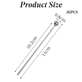16PCS Cocktail Picks, Reusable Stainless Steel Toothpicks Martini Olive Skewers, Upgrade Metal Drinks Skewers Garnish Sticks