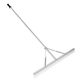 Landscape Rake, 24 inches Head Aluminum Landscape Rake, Lake Weed Rake with 104 inches Long Handle, for Loosening Soil, Lawn Care, Weeding Lake, Garden (24" Handle)