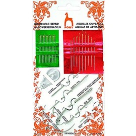 Pony 28 Pieces Household Repair Kit, Includes: Pack Needles, Chenille, Sharp Darners, Short Darners, Glovers, Curved Mattress and Needle Threader