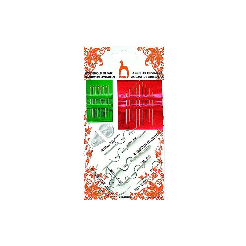 Pony 28 Pieces Household Repair Kit, Includes: Pack Needles, Chenille,