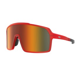 Hot Buttered Performance Sunglasses GRINDER - Sports Eyewear, Men and Women - Cycling, Fishing, Running, Baseball, Snow - 100% UV Protection - Matte Dark Red/Orange Chrome