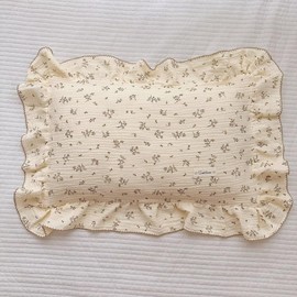 BuLuTu Cute Toddler Pillow Cases for Travel Pillow Soft Cotton Muslin Standard Size Pillowcase Toddler Girls Bedding Decor Pillowcases, 1 Piece, Olive Pattern,28"x18"