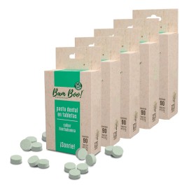 5 Pack Pasta Dental Sólida Hierbabuena 90 Tabletas Bam Boo!