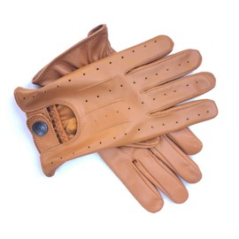 Real Soft Leather Men's Driving Stylish Fashion Tan Gloves 7011 (Medium)