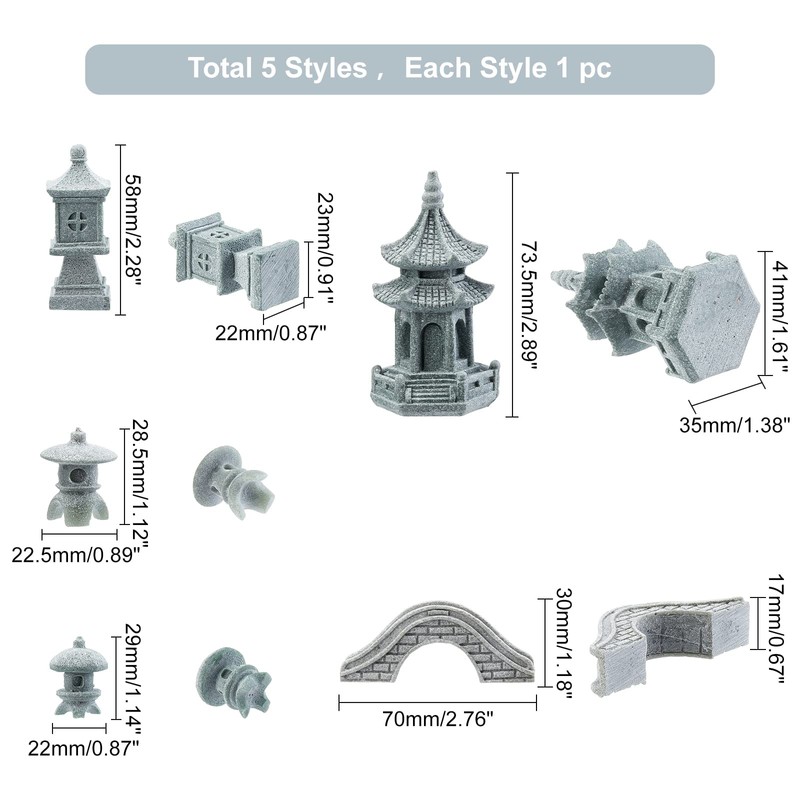 SUPERFIDINGS 5 Styles Japanese Pagoda Lamp Lantern Stone Pagoda Lantern