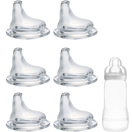 6Pack Replacement Silicone Spout Compatible with MAM Bottles & Glass Bottles, Nipple Replacement Spouts Leak-Proof, BPA-Free, Easy to Clean, Easy Transition from Bottle to Cup