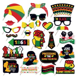 LOONELO Juneteenth Photo Booth Props, 1865 Freedom Day Selfie Accessories, 25 Pcs June Nineteenth Independence Day Party Favors for African American Celebration, Home, Office & Classroom Decor