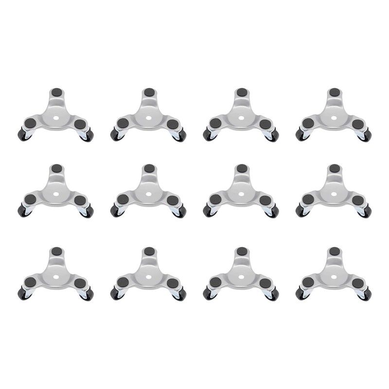 12 Pcs Furniture Moving Dolly Set, 3-Wheel Steel Mobile Rollers