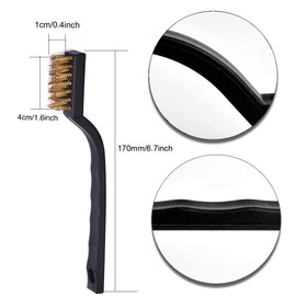 SKYPIA 6pcs Mini Wire Scratch Handle Masonry Brush Set for Cleaning Scrubbing Welding Slag Rust and Dust Curved Stainless Steel and Brass