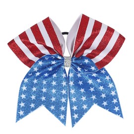 Independence Day Cheer Bow Patriotic Cheerleader Hair Bows America Flag Bows JHH36 (Glitter Bow-B)