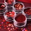 6 Jars Heart Nail Art Glitters Sequins Holographic Valentine's Day