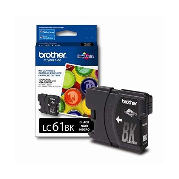 Brother LC61BK -Ink Cartridge, 450 Page-Yield, Black