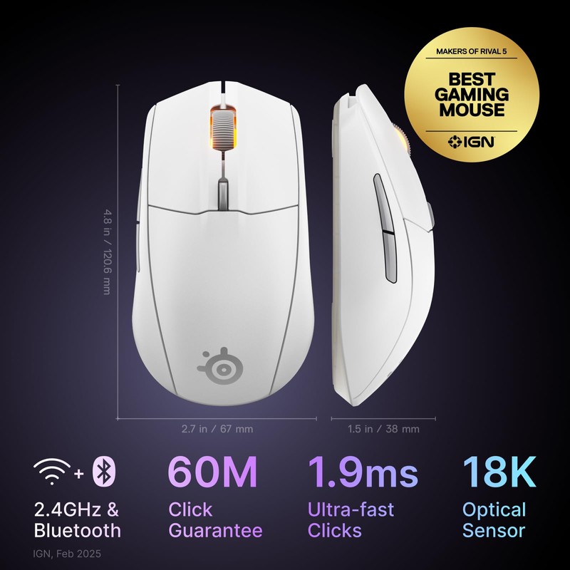 SteelSeries Rival 3 Wireless Gen 2 Gaming Mouse — 2.4GHz