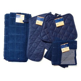Home Collection 7 Piece Towel Set - 2 Towels - 2 Pot Holders -1 Oven Mitt -2 Scrubber Dish Cloths