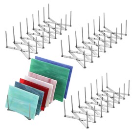 GUSHBIN Stained Glass Holder Stand 4 Packs Stained Glass Storage Organizer Adjustable Dish Organizer Stainless Steel Multipurpose Rack for Painting, Book, Pot Lid