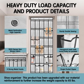 YTUGIL Over Door Shoe Storage - 35 Large Hanging Shoe Storage Organiser,Over the Door Shoes Storage Organiser for Wardrobe Door Tidy with Hanger, for Home Office, White (2 pcs)