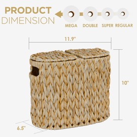 ROSOS Toilet Paper Storage with Double Lid, Toilet Paper Basket for Storage, Waterproof Toilet Tissue Holder for Bathroom, Freestanding Toilet Paper Storage Basket for 4 Rolls, Beige