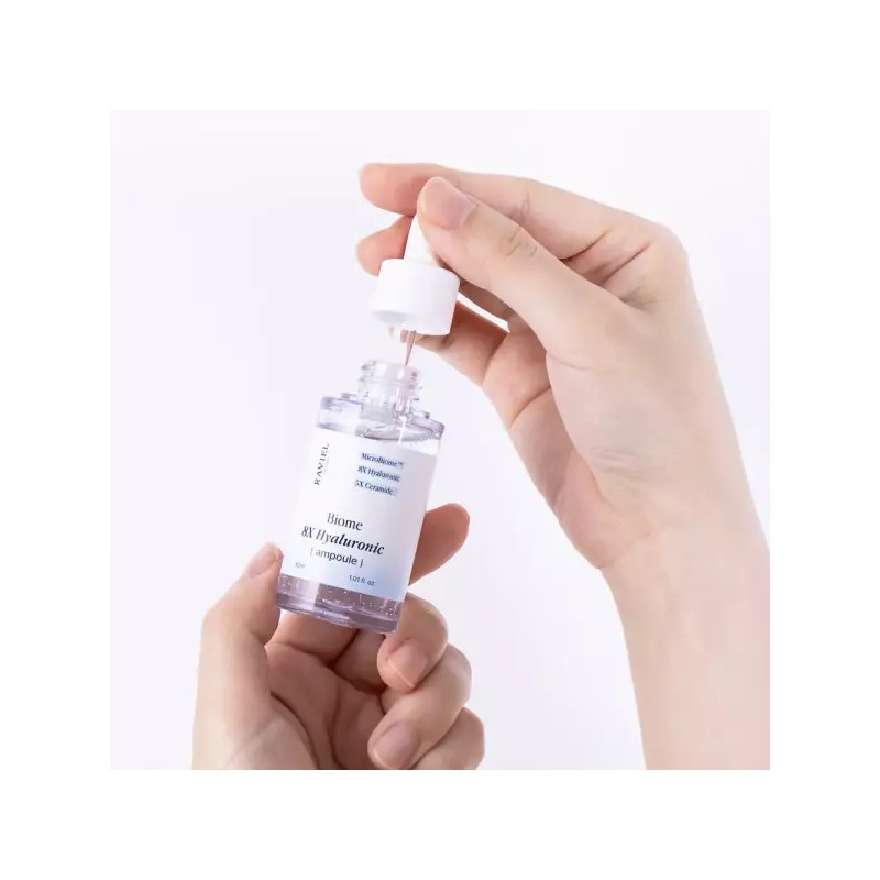 Raviel 화잘먹 피지개선 모공쫀쫀 극강보습 8X 히알루론산 바이옴 앰플 30ml