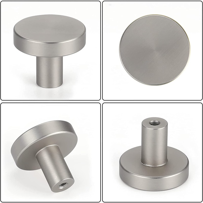 homdiy 10 Pack Brushed Nickel Drawer Knobs Round Kitchen Cabinet