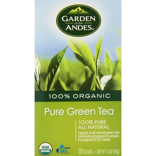 Garden of the Andes Herbal Organic Caffeine Green Hot Tea Bags, 0.9 oz, 20 Tea BagCount (Pack of 6 Boxes)