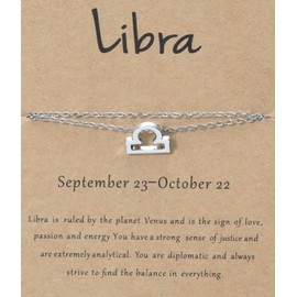 FAIRY GLINT Silver Zodiac Sign Anklet – Elegant 925 Sterling Silver Double-Layer Chain with Horoscope Charm (LIBRA)